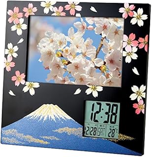 ADESSO(アデッソ) デジタル目覚まし時計 フォトフレームクロック 温度計付き 蒔絵加工 桜 8881S ADESSO(アデッソ) デジタル目覚まし時計 フォトフレームクロック 温度計付き 蒔絵加工 桜 8881S